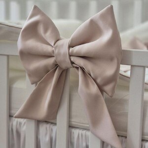 Cot Bedding Set with Embroidered Name: Baby Pillow, Roller, Memory Bear, 3 Bows for Decor