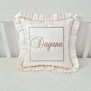 Cot Bedding Set with Embroidered Name: Baby Pillow, Roller, Memory Bear, 3 Bows for Decor