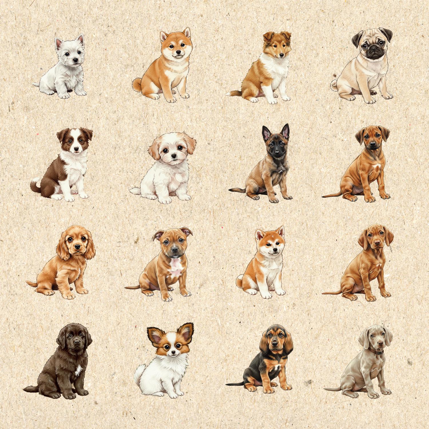 Watercolor Dog Breeds Clipart Bundle: Hand-painted Puppy Pngs (300 DPI ...