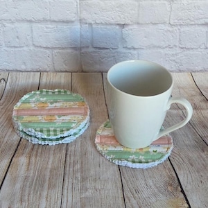 Quilted Patchwork Beverage Coasters: Handmade, 4.5" Washable Cotton Fabric
