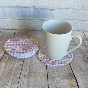 Quilted Patchwork Beverage Coasters: Handmade, 4.5" Washable Cotton Fabric