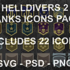 Archivos digitales de rangos de Helldivers 2: paquete SVG, PNG y PSD