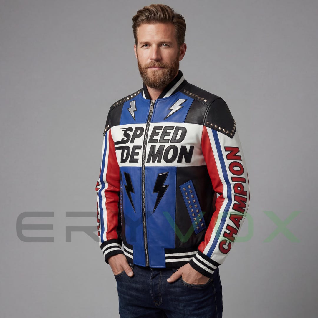 Pink Speed Demon Racing Speed Demon Racing Leather Jacket – USA Army Patch Biker Jacket With ...
