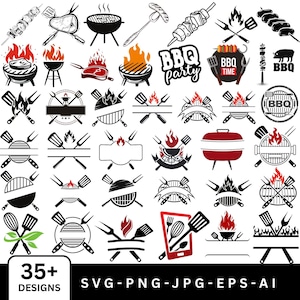 Grill-Svg-Bundle, Barbeque-Clipart, Grillmeister-Svg, Grillen-Schnittdateien für Cricut, Essen-Svg, BBQ-Clipart, Ai-Eps-Dateien