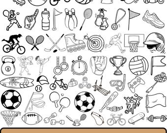 Pacote de vetores esportivos – Ilustrações esportivas, designs de bolas | Arquivos SVG PNG, download instantâneo
