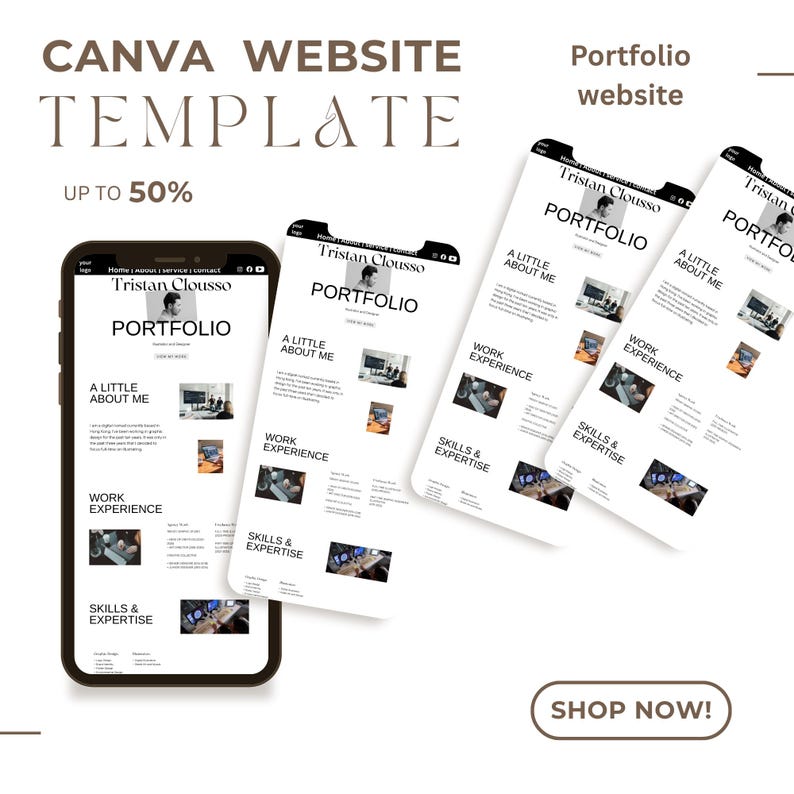 Modern Canva Portfolio Website Template | Editable Personal Portfolio ...