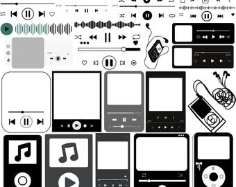 Muziekspeler Svg-bundel, muziekspeler SVG-pictogrambundel, audiobediening Svg, afspeelknoppen Svg muziekspeler png (download)