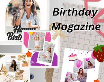 Editable Birthday Magazine Template | Personalized Canva Photo Magazine | Unique Birthday Gift for Him or Her