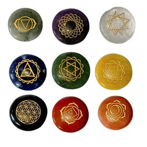Programmed 9-Stone Chakra Crystal Set – Frequency Healing, Wooden Box