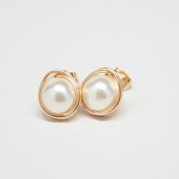 Pearl Studs Gold & Pearl Stud Earrings