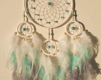 Blue Dreamcatcher, Bedroom Wall Decor, Dreamcatcher, Handmade Boho Wall Hanging, Gift for Her, Christmas Gift