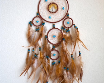 Brown Dreamcatcher with Tree of Life, Native Dreamcatcher, Handmade Boho Wall Hanging, Gift for Her, Gift for Him, Holiday Gift