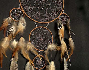 Black Traditional Dreamcatcher Designed by Native American, Ojibwe