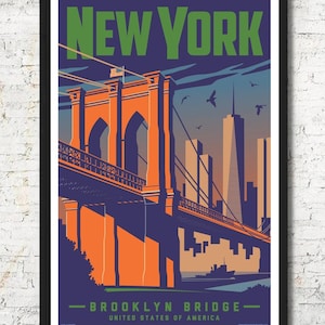 New York Print, New York Vintage Travel Poster, United States Print, New York Poster, New York Skyline Wall Art, Home Decor, New York Gift