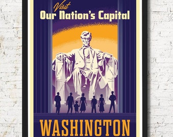 Póster de Washington, arte mural de Washington, impresión de Washington, impresión artística de Washington, Washington D.C., regalo, decoración de pared, decoración del hogar, Washington