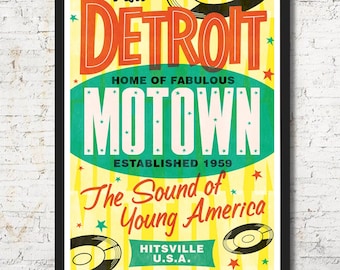 Detroit poster, Detroit wall art, Detroit print, Detroit art print, Poster, Detroit art, Wall decor, Gift, Home decor, Motown