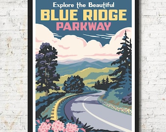 Blue Ridge Parkway Poster, Virginia North Carolina Art Print