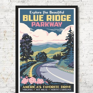 Blue Ridge Parkway Poster, Virginia North Carolina Art Print