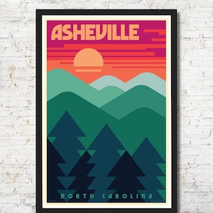 Asheville poster, Asheville wall art, Asheville art print, Asheville print, Asheville skyline, Asheville art, Wall decor, Gift, Home decor