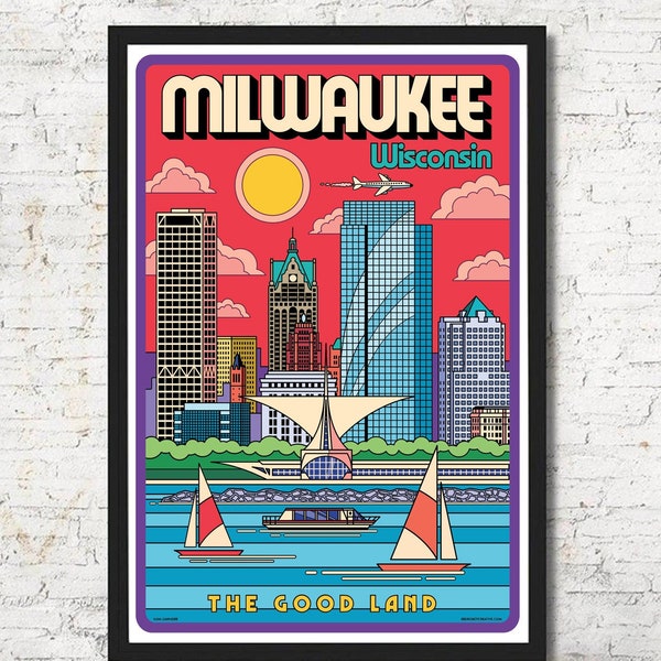 Milwaukee poster, Milwaukee wall art, Milwaukee print, Milwaukee art print, Milwaukee skyline, Wall decor, Home decor, Milwaukee art