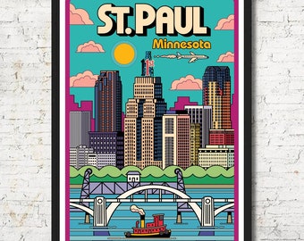 St. Paul poster, St. Paul wall art, St. Paul print, St. Paul art print, St. Paul skyline, St. Paul Wall art, decor, St. Paul art, St. Paul