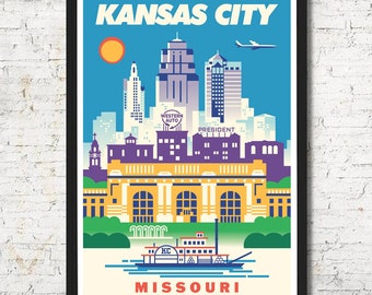 Kansas City, Kansas City poster, Kansas City wall art, Kansas City art print, Kansas City, Kansas City skyline, Kansas City art