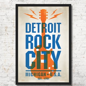 Detroit poster, Detroit wall art, Detroit print, Detroit art print, Poster, Detroit art, Wall decor, Gift, Home decor, Detroit Rock City
