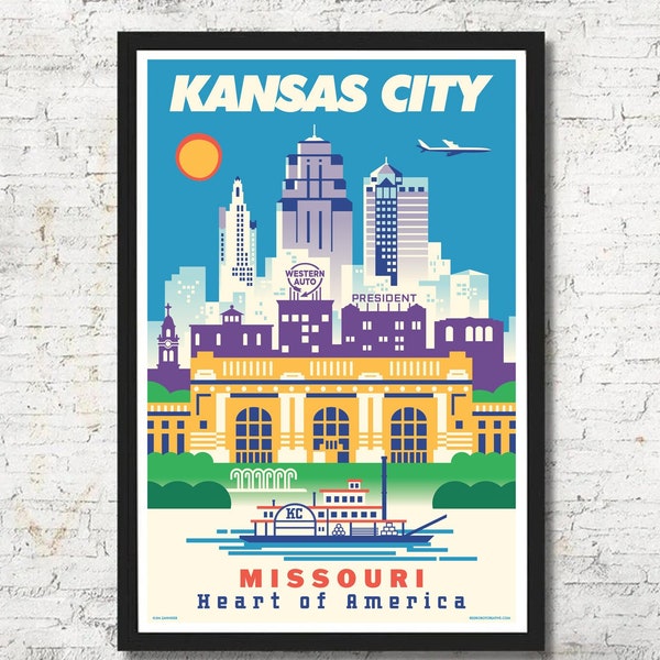 Kansas City, Kansas City poster, Kansas City wall art, Kansas City art print, Kansas City, Kansas City skyline, Kansas City art