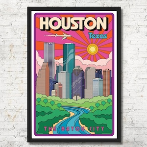 Houston poster, Houston wall art, Houston art print, Houston print, Houston, Houston skyline, Houston Wall decor, Houston Gift, Home decor