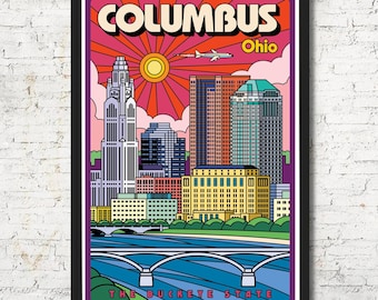 Columbus poster, Columbus wall art, Columbus art print, Columbus Poster, Columbus skyline, Columbus print, Wall decor, Home decor, Ohio