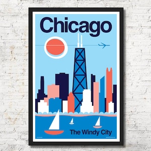 Chicago poster, Chicago wall art, Chicago print, Chicago art print, Poster, Chicago skyline, Chicago art, Wall decor, Gift, Home decor