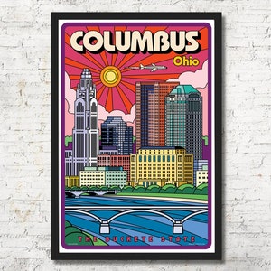 Columbus poster, Columbus wall art, Columbus art print, Columbus Poster, Columbus skyline, Columbus print, Wall decor, Home decor, Ohio