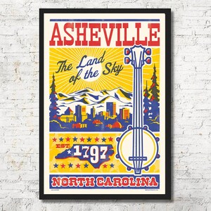 Asheville poster, Asheville wall art, Asheville art print, Asheville print, Asheville skyline, Asheville art, Wall decor, Gift, Home decor