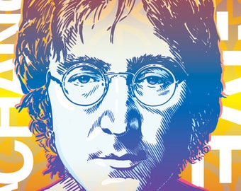Signed John Lennon Art Print, Icons of Music Series