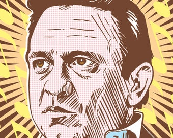 Johnny Cash Art Print, Signed Music Icon Poster