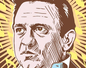 Johnny Cash Art Print, Signed Music Icon Poster (13x19)