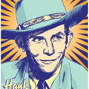 Hank Williams, Sr., Hank Williams poster, Hank Williams wall art, Hank Williams art print, Hank Williams art, Wall decor, Gift, Home decor image 1