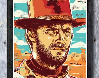 Clint Eastwood Art Print, Man with No Name, Western Wall Decor