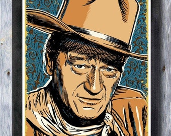 John Wayne Art Print, The Duke, Western Wall Decor (13x19)