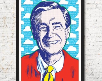 13 x 19 Mister Rogers, Mister Rogers poster, Mister Rogers wall art, Mister Rogers art print, Mister Rogers art, Wall decor, Gift Home decor