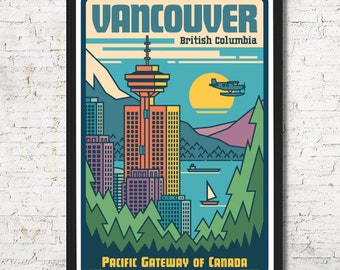 Vancouver, Vancouver poster, Vancouver wall art, Vancouver skyline, Vancouver print, Vancouver art, Wall art, Home decor