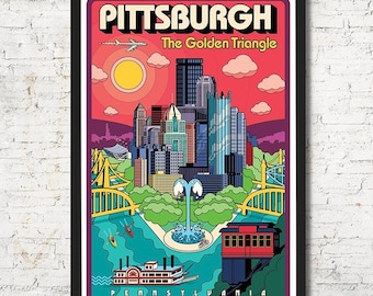 Pittsburgh poster, Pittsburgh wall art, Pittsburgh art print, Poster, Pittsburgh skyline, Pittsburgh art, Wall decor, Pittsburgh print, home