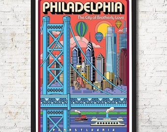 Philadelphia poster, Philadelphia wall art, Philadelphia art print, Philadelphia skyline, Philadelphia art, Wall decor, Philadelphia print