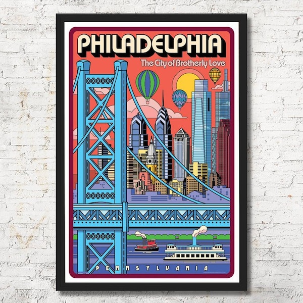 Philadelphia poster, Philadelphia wall art, Philadelphia art print, Philadelphia skyline, Philadelphia art, Wall decor, Philadelphia print