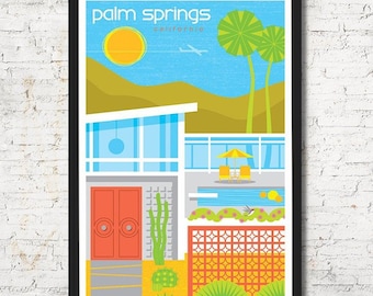 Palm Springs poster, Palm Springs wall art, Palm Springs art print, Poster, Palm Springs skyline, Palm Springs, Wall decor, Gift, Home decor