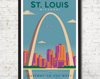 St. Louis Skyline Art Print, Vintage Style Poster