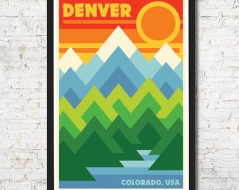 Denver, Denver poster, Denver wall art, Denver art print, Denver, Denver skyline, Denver art, Wall decor, Gift, Home decor