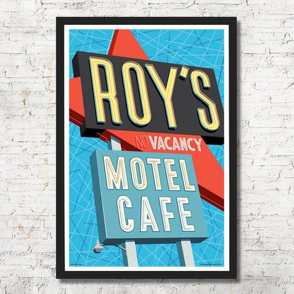 Roy's Motel Cafe, Route 66 poster, Route 66 wall art, Route 66 art print, Poster, Rt. 66 art, Route 66 art, Wall decor, Gift, Route 66 print