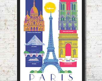Paris poster, Paris wall art, Paris art print, France Poster, Paris skyline, Paris art, Wall decor, Home decor, Paris print, Paris France