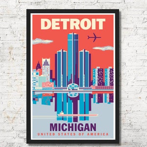 Detroit poster, Detroit wall art, Detroit print, Detroit art print, Poster, Detroit skyline, Detroit art, Wall decor, Gift, Home decor